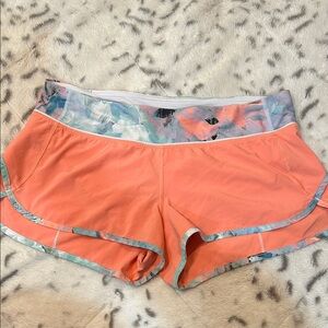 lululemon Coral Running Shorts with Multicolor Waistband
